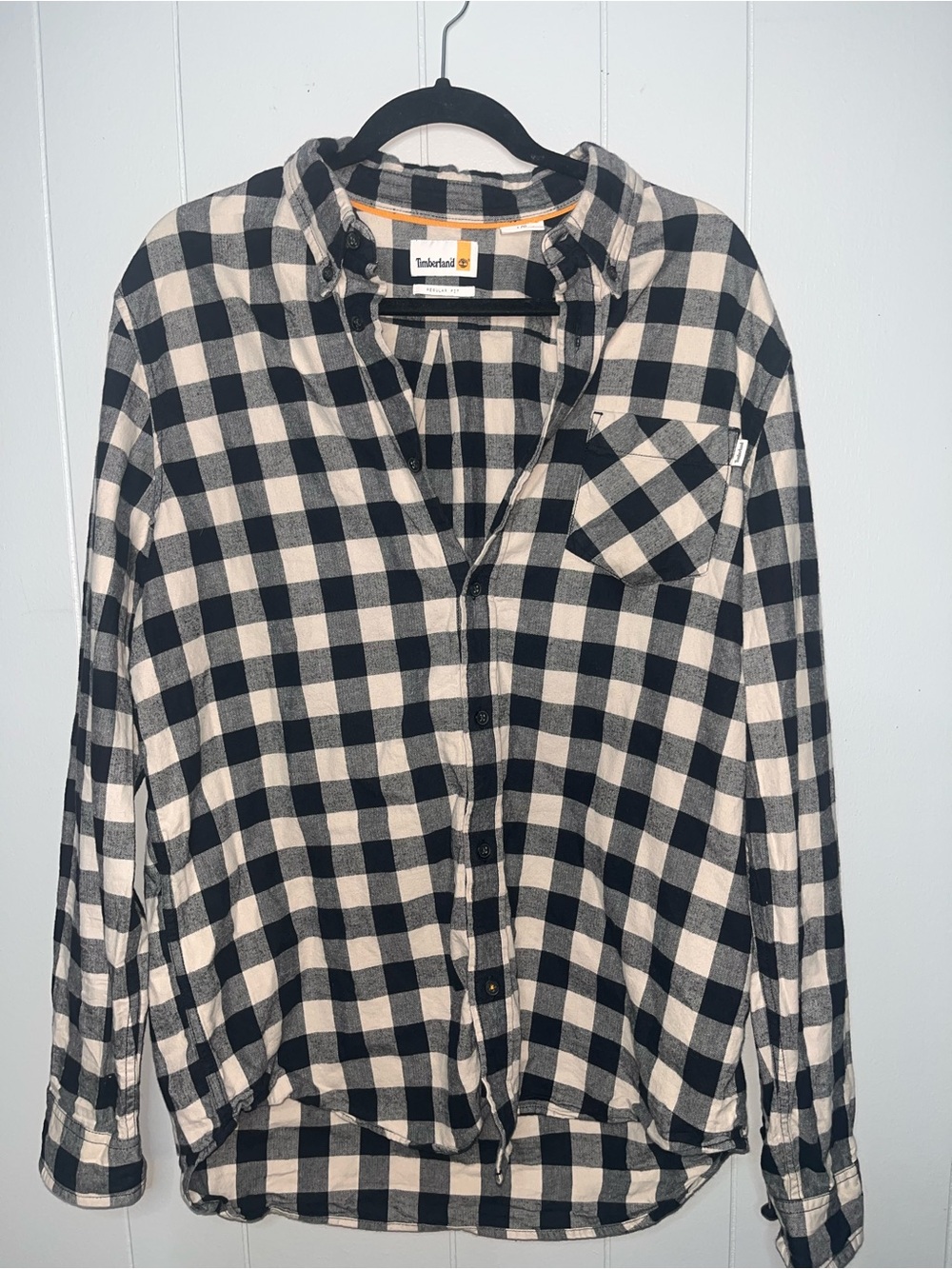 Timberland Black and White Buffalo Check Button-Up Shirt